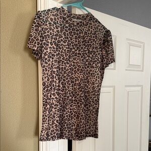 Leopard Print Mesh T-Shirt